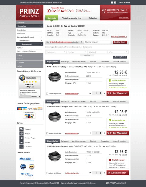 Prinz Autoteile Online-Shop